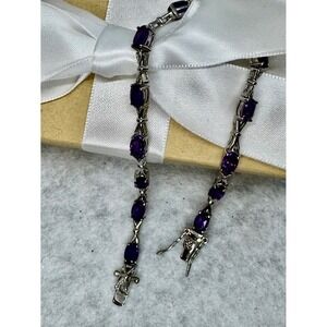 Sterling Silver  Oval Amethyst Tennis Bracelet